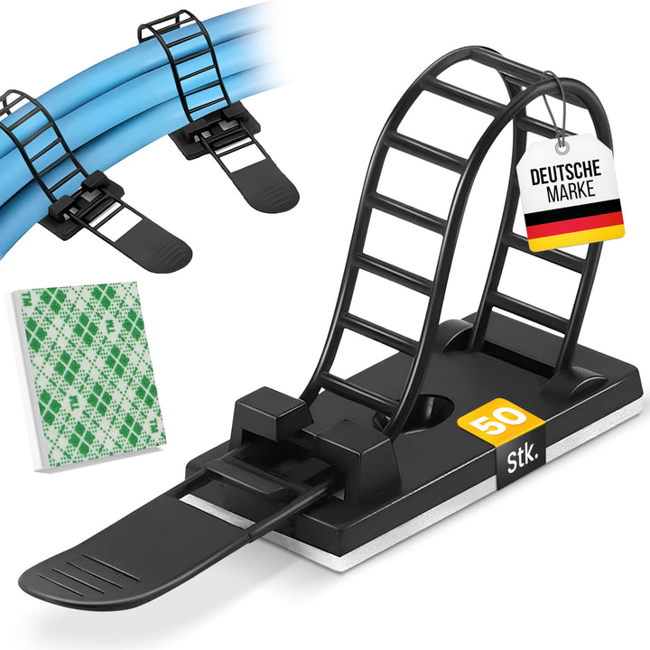 50 Stk. Kabelclips Kabelklemmen - selbstklebend als Kabelführung Kabelmanagement - Kabelhalter Kabel
