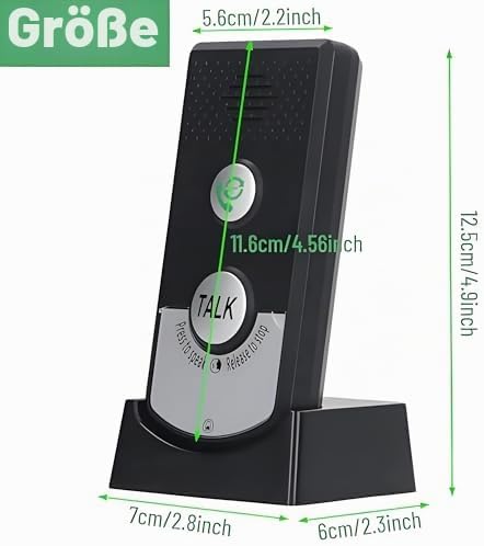 Drahtlose Intercom-Türklingeln, 1000 M Entfernung, Wiederaufladbar, 2-Wege-Sprach-Intercom-Türklinge
