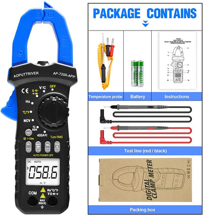 AOPUTTRIVER AP-7200APP Stromzange APP AC/DC ZangenmultimeterTrue-RMS 6000 Counts Messbereich Tester