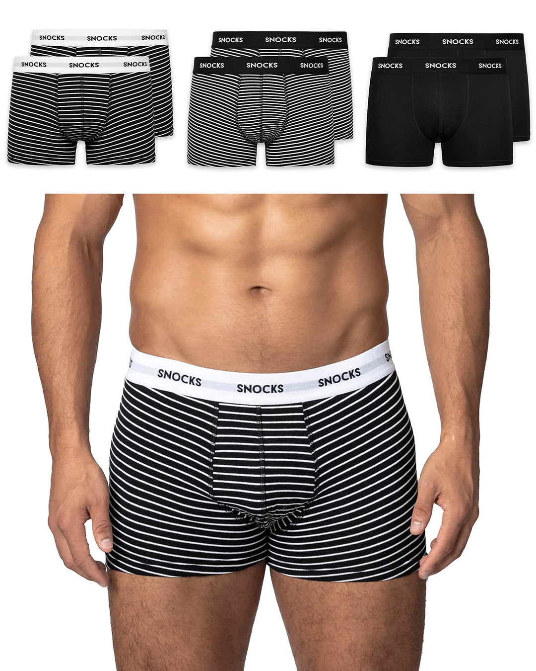 Snocks Boxershorts Herren Bio Baumwolle (6er Pack) Unterhosen Herren ohne einschneidenden Gummibund