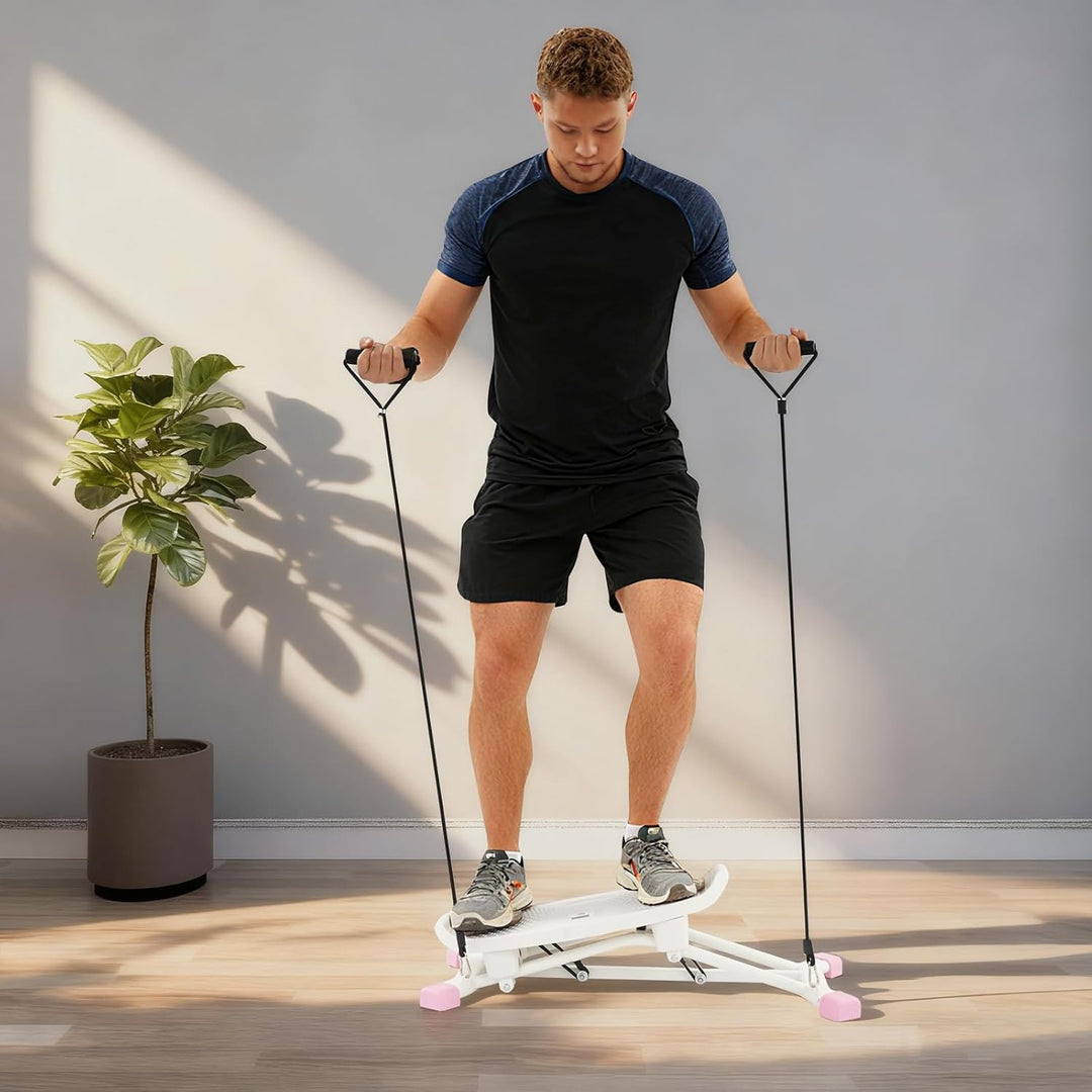 Slide Stepper Heimtrainer mit LCD Display & Widerstandsbändern - Seitlicher Stepper bis 120kg, Ganzk