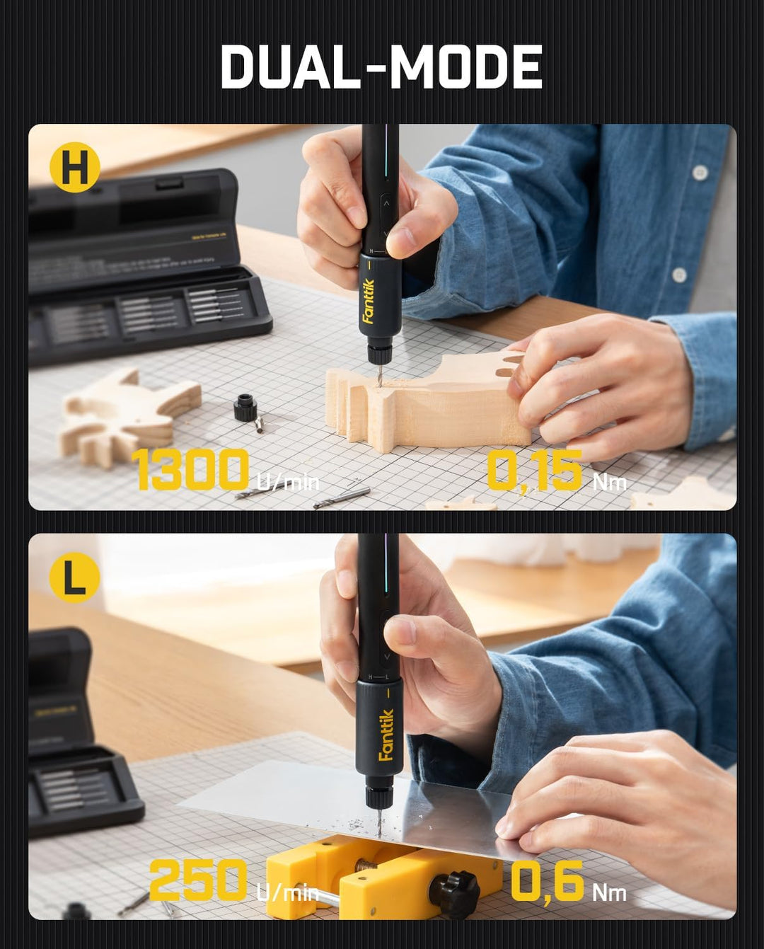 Fanttik K2 Nano 3,7 V Elektro-Mini-Bohrstift, Mini Bohrmaschine mit 20 Bohrern, 800-mAh-Akku, DIY Ha