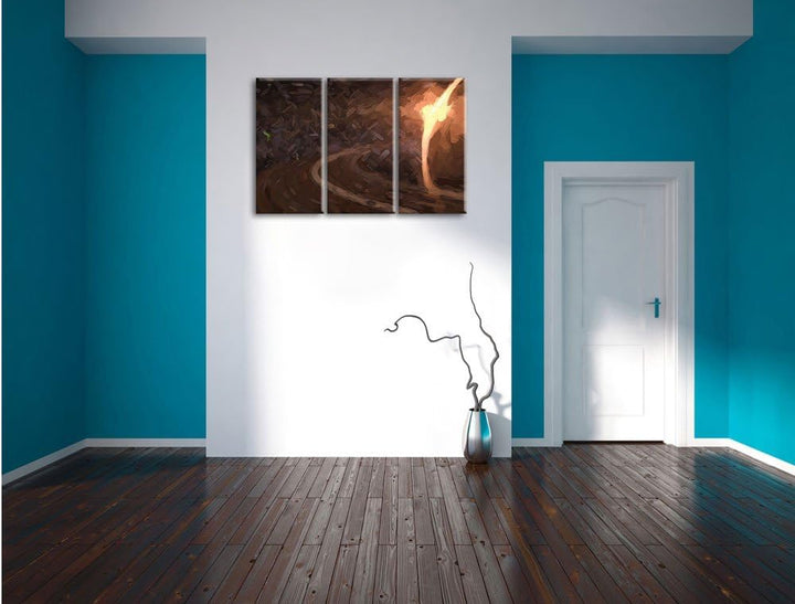 Pixxprint Planet Saturn im Weltall als Leinwandbild/Grösse: 3 Teilig (120x80) cm/Wandbild/Kunstdruck