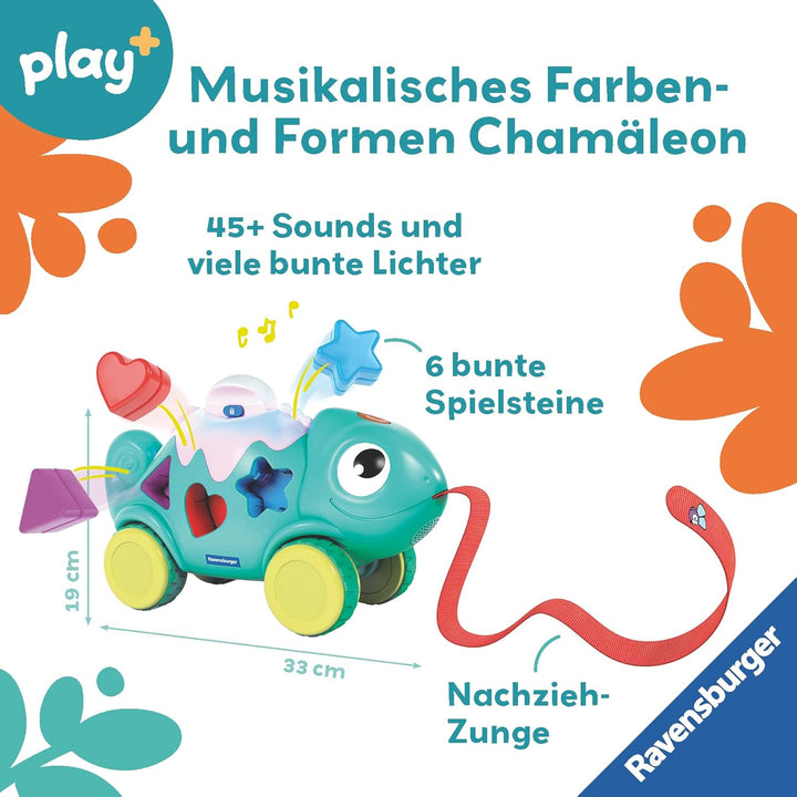 Ravensburger 4875 Play+ Musikalisches Formen und Farben Chamäleon, Farben- und Formensortierer, mit