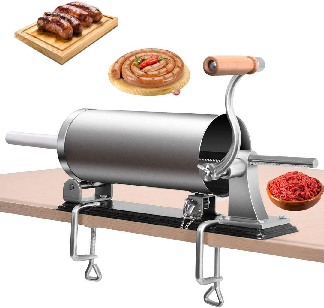 RELAX4LIFE 4 kg Wurstfüller manuell, Wurstfüllmaschine mit 4 Füllrohre, Wurstpritze für Metzgerei &