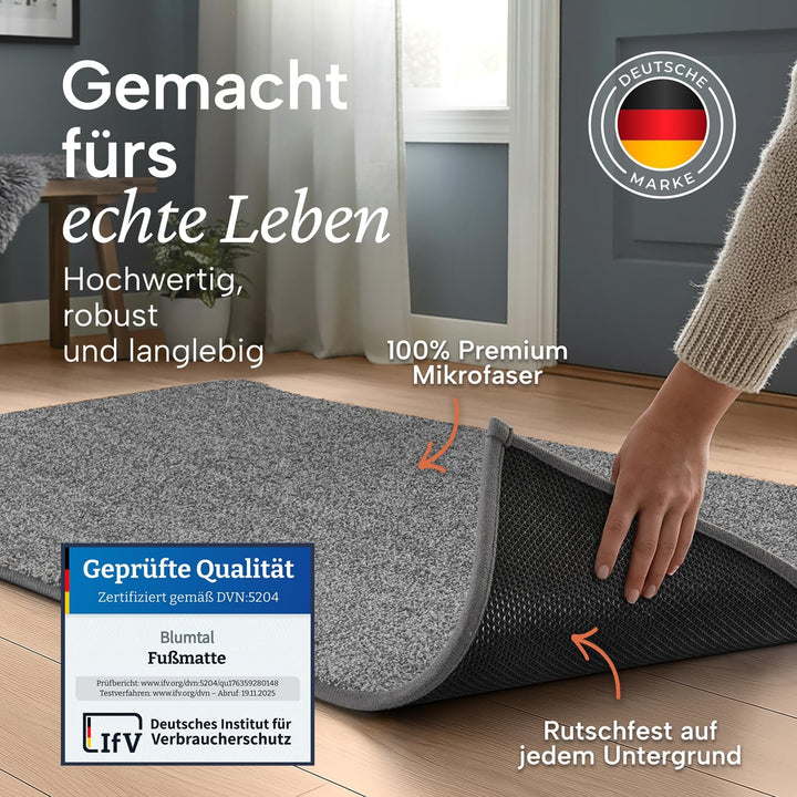 Blumtal Fussmatte 60x90 cm - Mikrofaser schmutzfangmatte 60x90 mit wasserdichter TPR-Rückseite - rut