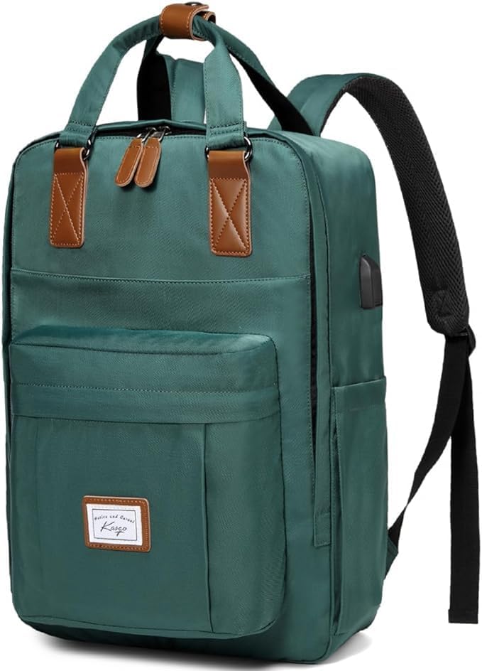 Kasgo Schulrucksack, Wasserabweisend Rucksack Mädchen Jungen Teenager 15.6 Zoll Laptop Vintage Damen