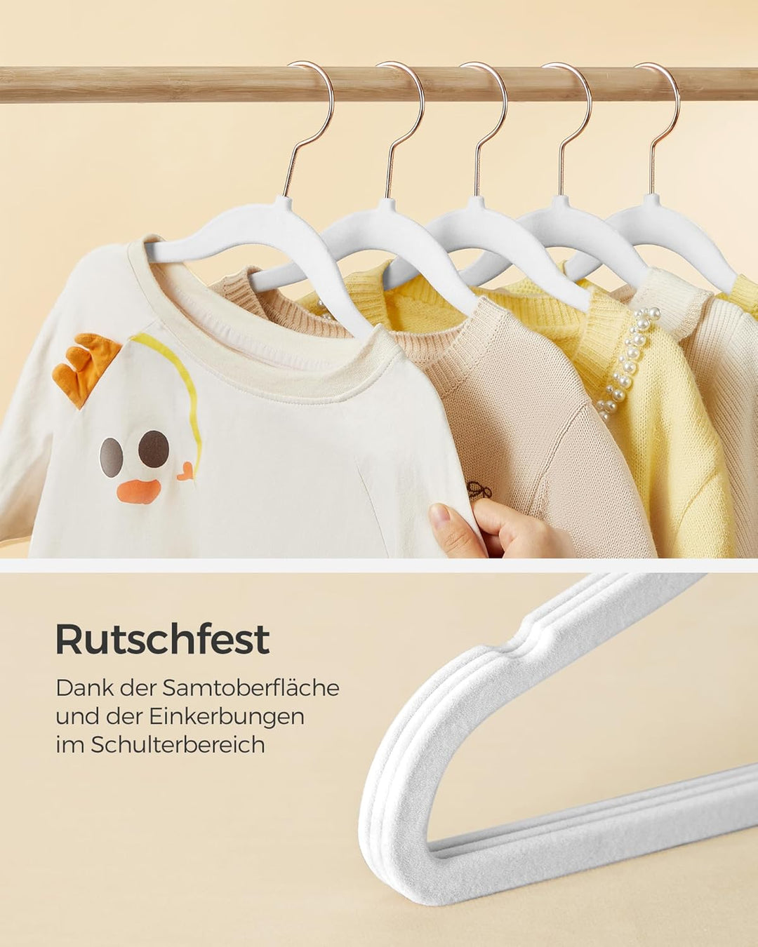 SONGMICS Kinderkleiderbügel, 30er Set Kleiderbügel Kinder, Baby-Kleiderbügel, Bügel Samt, 360° drehb