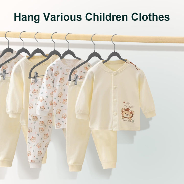 Wellong Baby-Kleiderbügel mit Clips, 14 Stück KinderKleiderbügel aus Samt, Strapazierfähige Kleiderb