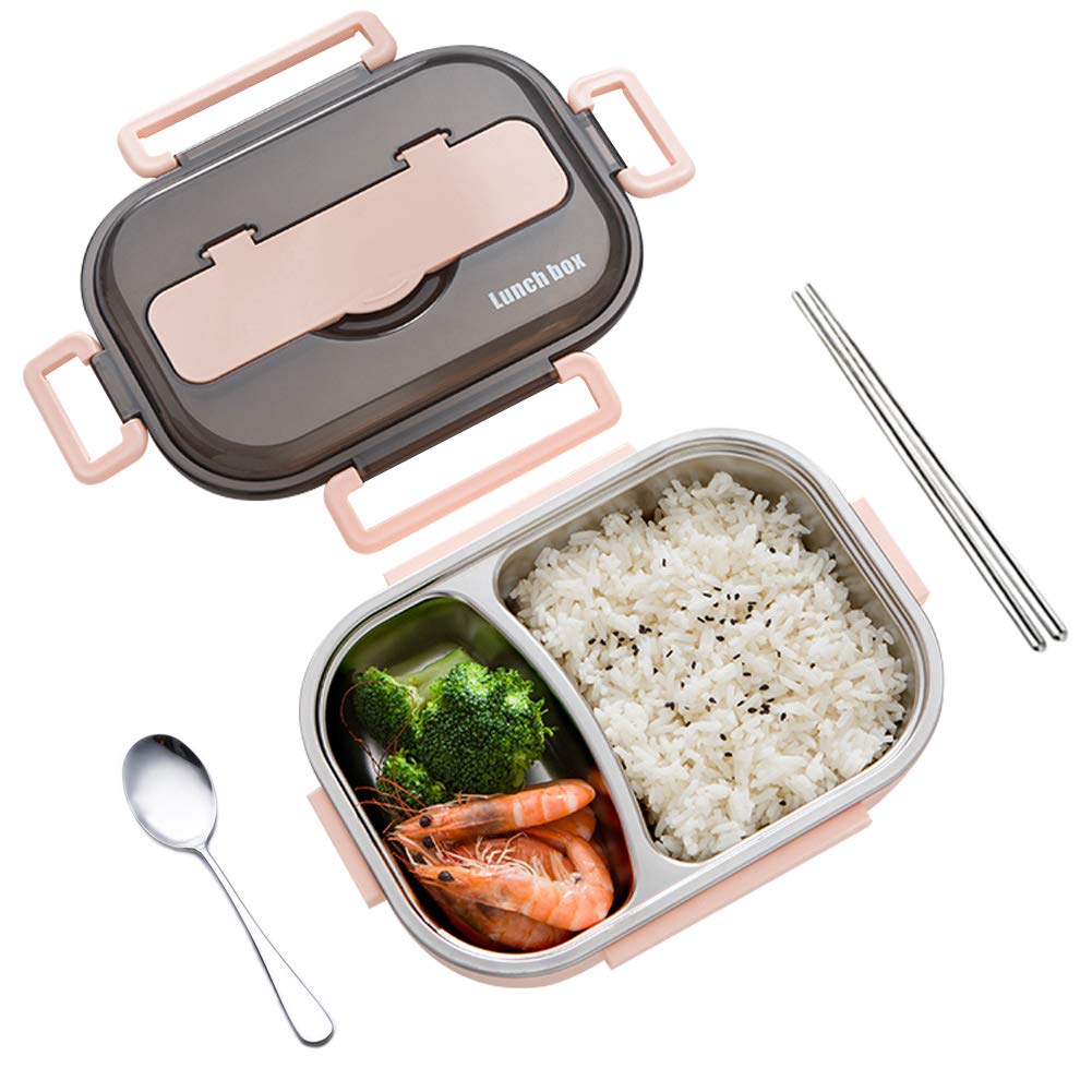 Brotdose aus Edelstahl,Lunchbox mit 2/3/4/5 Fächern,mit Stäbchen und Löffel,Bento Box zum Wandern/Re
