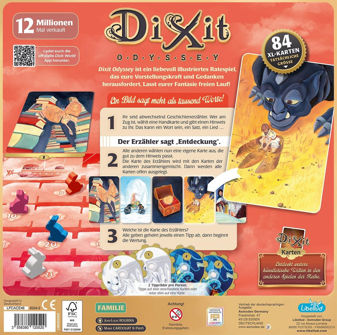 Asmodee, Dixit Odyssey (Auflage 2024), DE-Version, Grundspiel, EIN Bild SAGT mehr als tausend Worte,