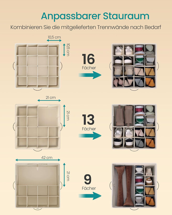SONGMICS Schuh-Organizer, für bis zu 16 Paar Schuhe, Schuhaufbewahrung platzsparend, verstellbare Tr