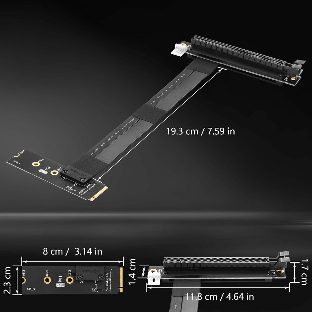 CERRXIAN M.2 NGFF auf PCI-e 16x Grafik-Riser-Karte, 90 Grad links M.2 NGFF-Schlüssel auf PCI-Express