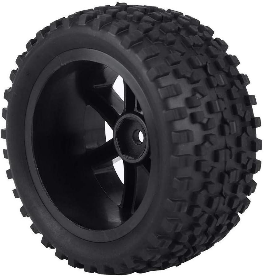 Qiterr 4pcs RC Auto-Reifen, 1/10 RC LKW-Gummireifen-Rad-Reifen-Zusätze für das Laufen des Buggy-Kett