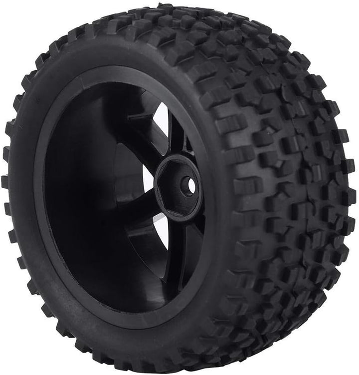 Qiterr 4pcs RC Auto-Reifen, 1/10 RC LKW-Gummireifen-Rad-Reifen-Zusätze für das Laufen des Buggy-Kett