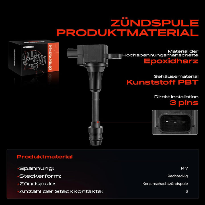 Frankberg 1x Zündspule Zündmodul Kompatibel mit Primera P12 2.0L 2002-2008 Primera Kombi WP12 2.0L 2