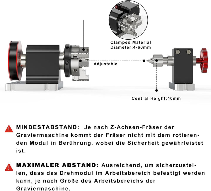 Twotrees CNC-Drehmodul-Kit für TTC450, TTC450 Pro, Lasergravierer Y-Achsen-Drehwalze mit 360°-Drehun
