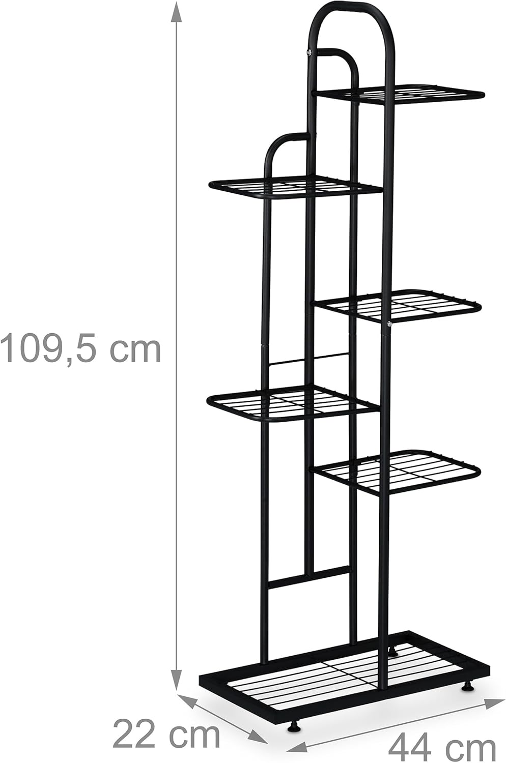 Relaxdays Blumenregal, 6 Ablagen für bis zu 7 Blumen- & Pflanzentöpfe, Metall, Pflanzentreppe, 109,5