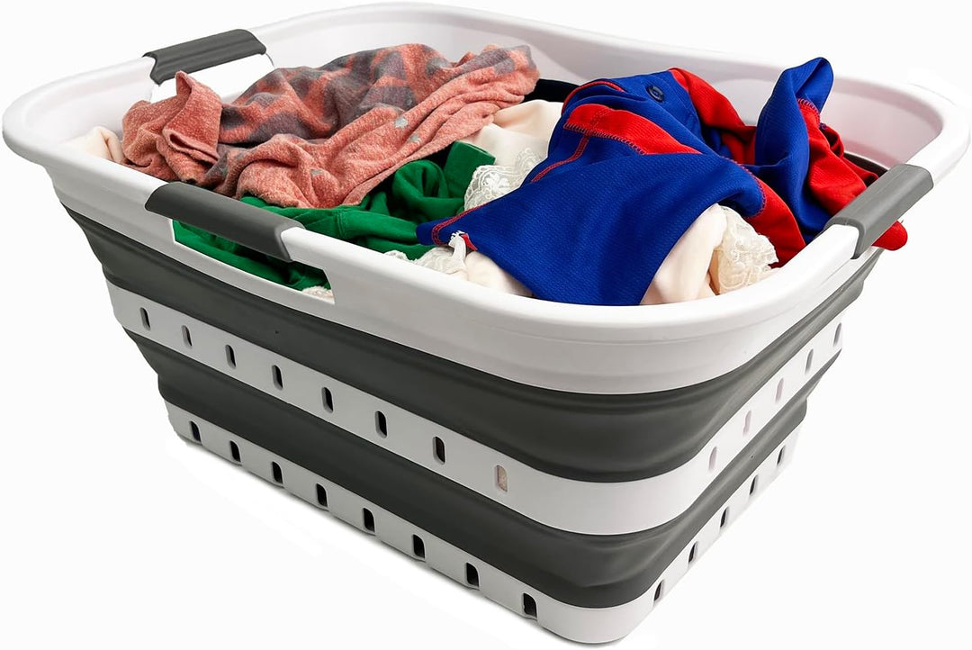 SAMMART Collapsible Plastic Laundry Basket - Foldable Pop Up Storage Container/Organizer - Portable