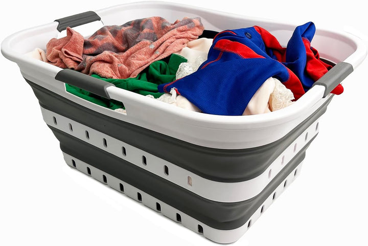 SAMMART Collapsible Plastic Laundry Basket - Foldable Pop Up Storage Container/Organizer - Portable