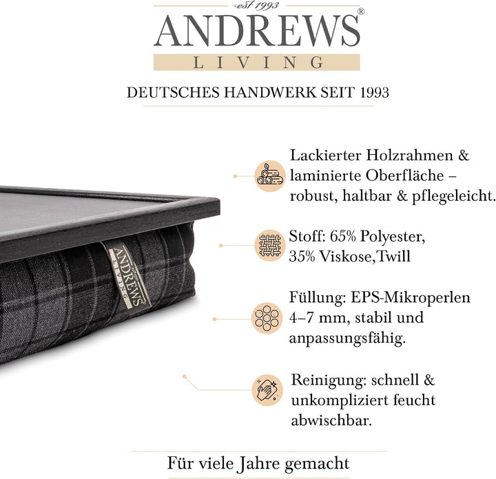 Andrews Living Kariertes Knietablett: Allover-Schottenkaro (Grey Highlander) Grey Highlander 1 Stück