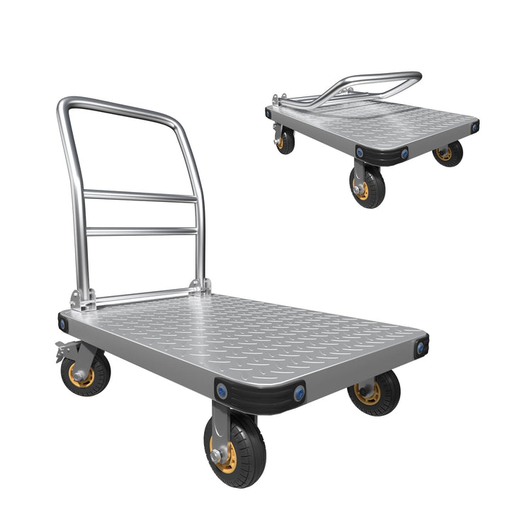 Transportwagen Klappbar 680 kg Tragfähigkeit, 78x48x91 cm Plattformwagen mit 10 cm Bremsrädern, Roll