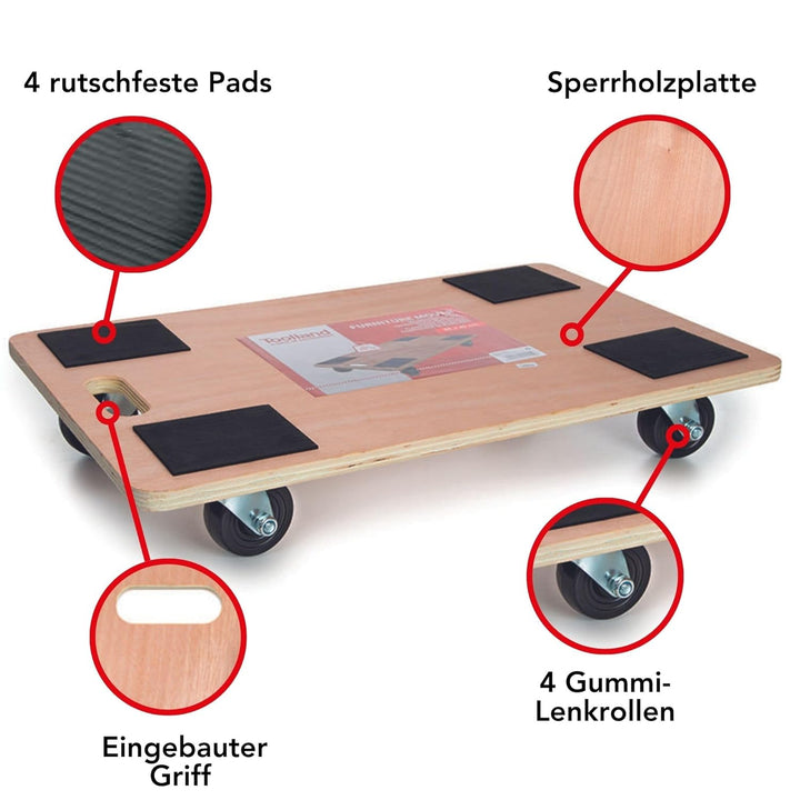 TOOLLAND - QT115 Transport-Roller, 400 kg Maximal Tragkraft, 65 cm Länge x 40 cm Breite 175683