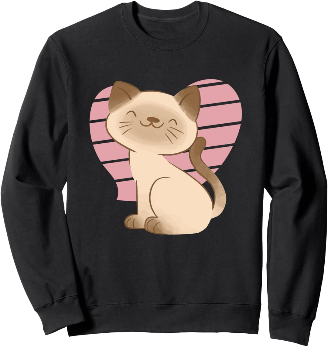 Schönes Herz mit siamesischem Katzenmotiv Sweatshirt