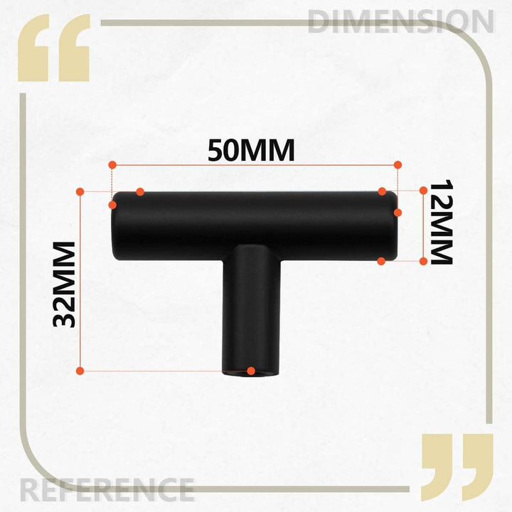 Bwintech 24 Pcs 50MM Matt Black Schrank Pull Griffe Küche T Bar Griffe, Edelstahl, Ideal für Schrank