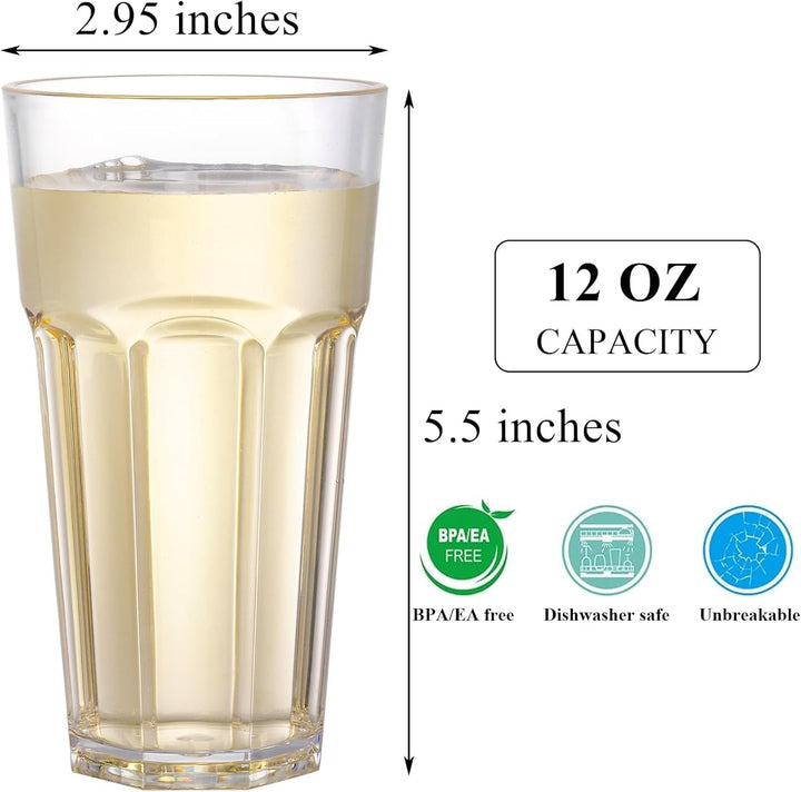 Tebery 6 Stück 400ml Acryl Kunststoff Tumbler Tassen, 14oz Trinkgläser Wassergläser, wiederverwendba