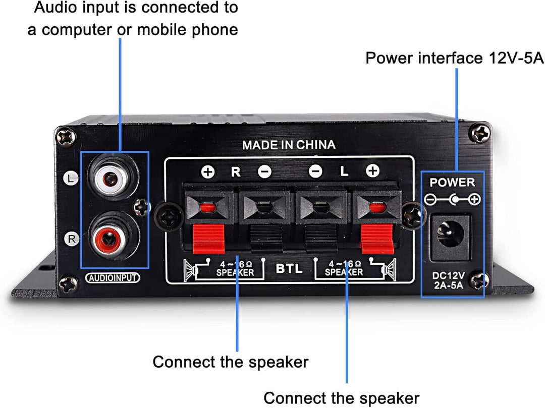 12V HiFi Stereo Audio Verstärker für Auto 2 Kanal HiFi Bass Audio Subwoofer Verstärker für Autos CD