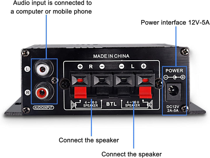 12V HiFi Stereo Audio Verstärker für Auto 2 Kanal HiFi Bass Audio Subwoofer Verstärker für Autos CD