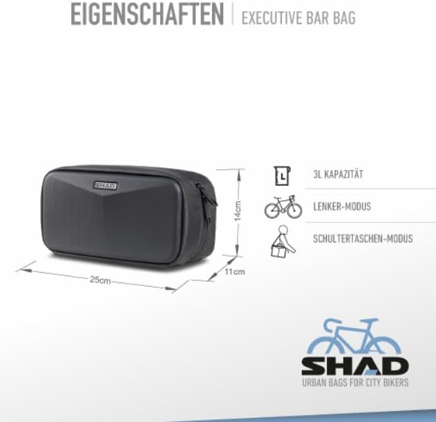 SHAD Bikes - fahrradtasche Lenker klein Executive Bar Bag 3L - Lenkertasche Fahrrad Klein Wasserdich