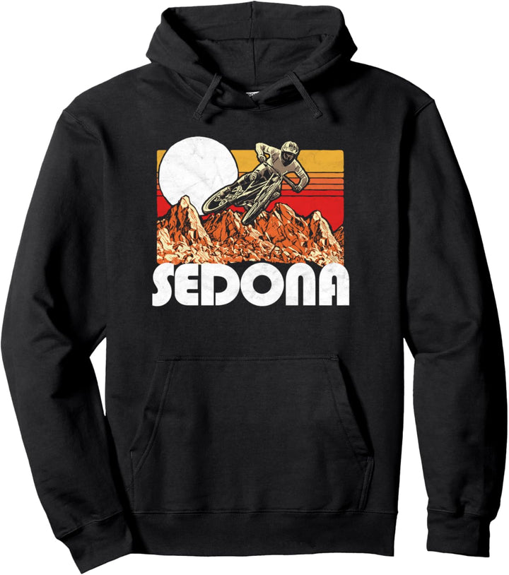 Sedona Arizona Mountain Biking Vintage Retro 80s Pullover Hoodie