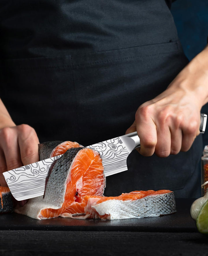 MOSFiATA Nakiri Messer Kochmesser,Küchenmesser Mehrzweck Fleischmesser ,mit Fingerschutz und Klingen