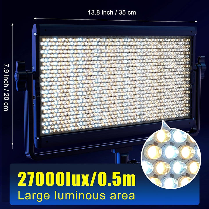 GVM RGB Videolicht Panel mit Stativ Set, 75W LED Videoleuchte mit APP-Steuerung, 3200K-5600K LED Stu