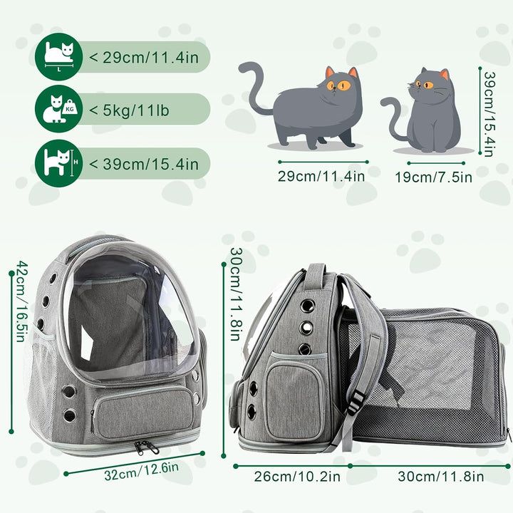 Erweiterbar Katzenrucksack mit Fenster Hunderucksack bis 8kg Katzenrucksack Grosse Katzen Cat Backpa