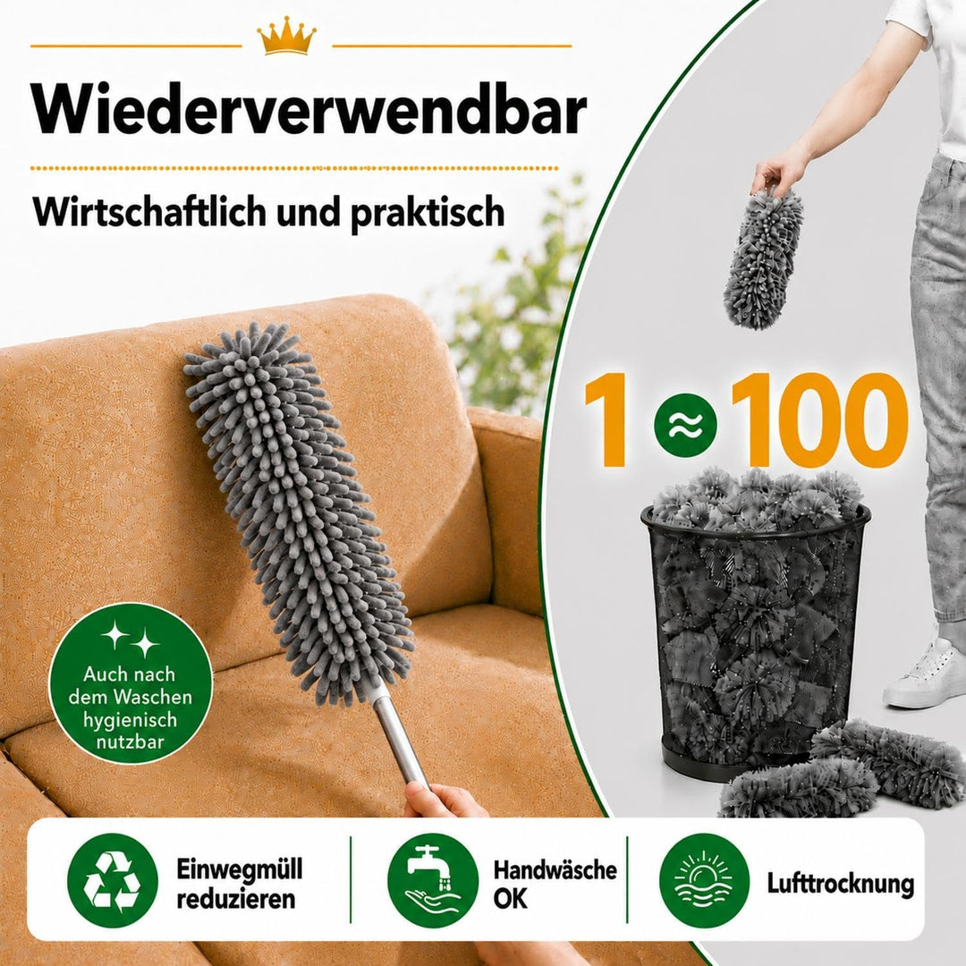 Staubwedel Teleskop Lang Ausziehbar, Staubwischer Waschbar Spinnwebenbesen mit Teleskopstiel, Spinne