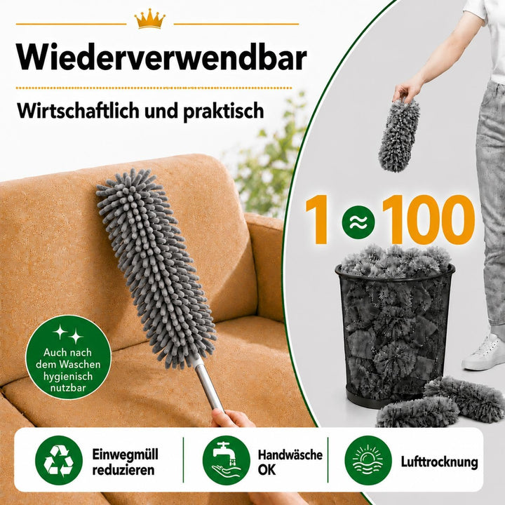 Staubwedel Teleskop Lang Ausziehbar, Staubwischer Waschbar Spinnwebenbesen mit Teleskopstiel, Spinne