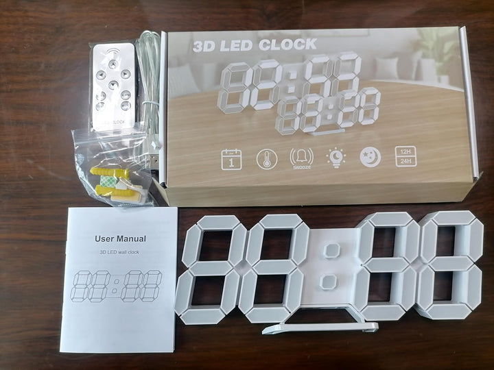 EDUP HOME 3D LED Digital Wanduhr Tabelle Wecker 12/24 Stundenanzeige mit Snooze Funktion Automatisch