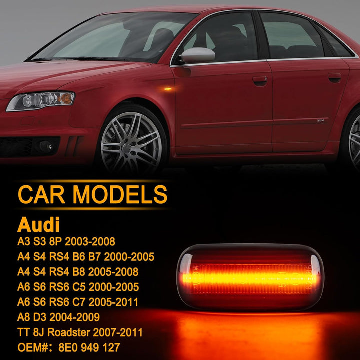 OZ-LAMPE LED Blinker Seitenblinker für Audi A3 S3 8P A4 S4 RS4 B6 B7 A4 B8 A6 S6 RS6 C5 C7 A8 D3 TT
