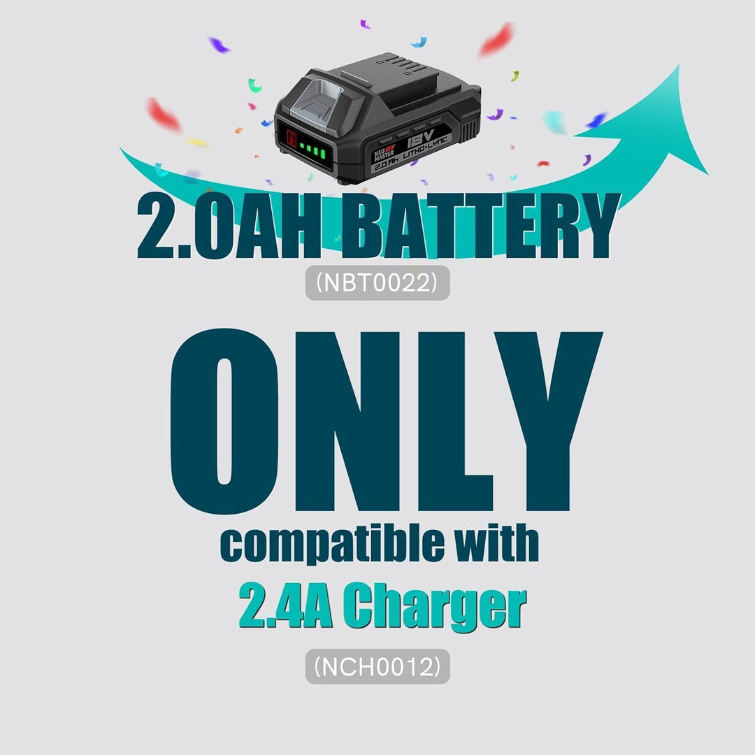 NEU MASTER 18V 2.0Ah Lithium-Ionen Akku für NEU MASTER Li-Ion 18V Werkzeuge Braun, Braun