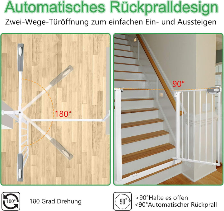 Aufun Treppenschutzgitter Kinder 180° Zwei-Wege-Öffnungsgitter, 75-85cm breit Türschutzgitter ohne B