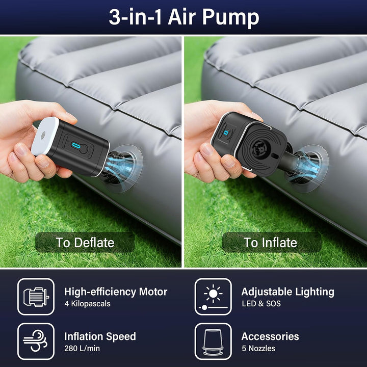 Elektrische Luftpumpe, Tragbare Kompakte Minipumpe, Über USB Wiederaufladbar Zum Aufblasen/Entleeren