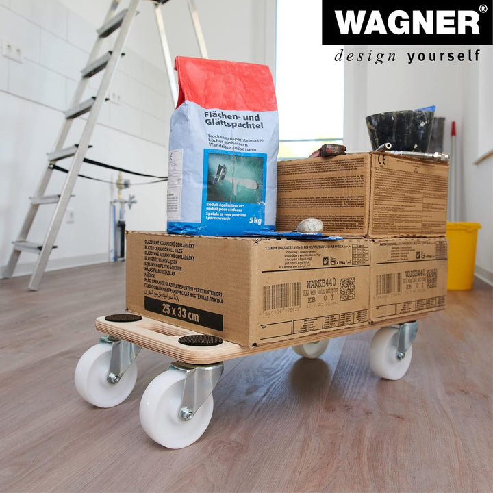 WAGNER Transportroller Transporthilfe 1129 I Möbelroller aus Schichtholz I 59 x 29 x 13,5 cm, Tragkr