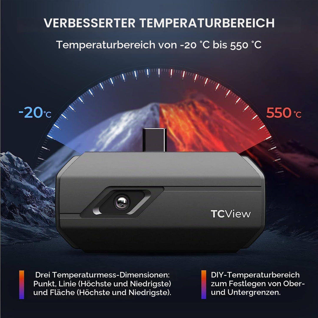 TOPDON Wärmebildkamera für Android TC001[Nur Android/Grau], 256 x 192 thermische Auflösung, Super IR