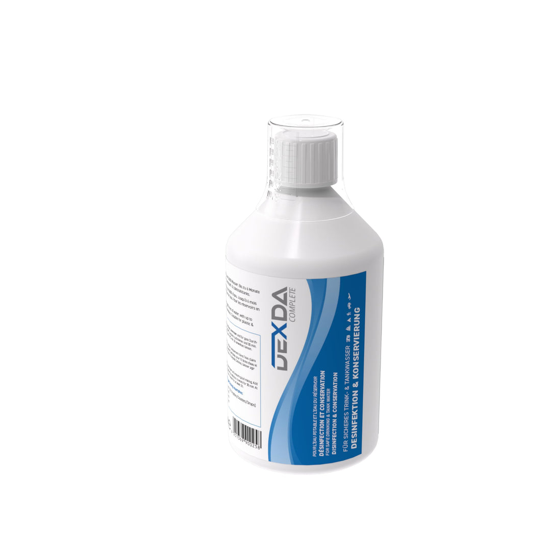 WM aquatec – DEXDA Complete 500 ml zur Trinkwasserdesinfektion &amp; Wasserkonservierung für Camping, Wo