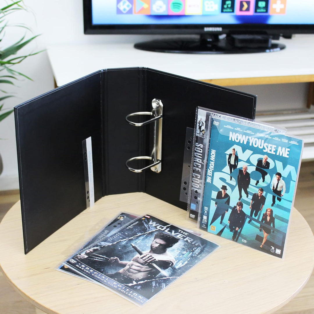 3L DVD Aufbewahrung - Kombipack mit 50 doppelte DVD Hüllen & 2 DVD Ordner & 50 Strips - Praktische A