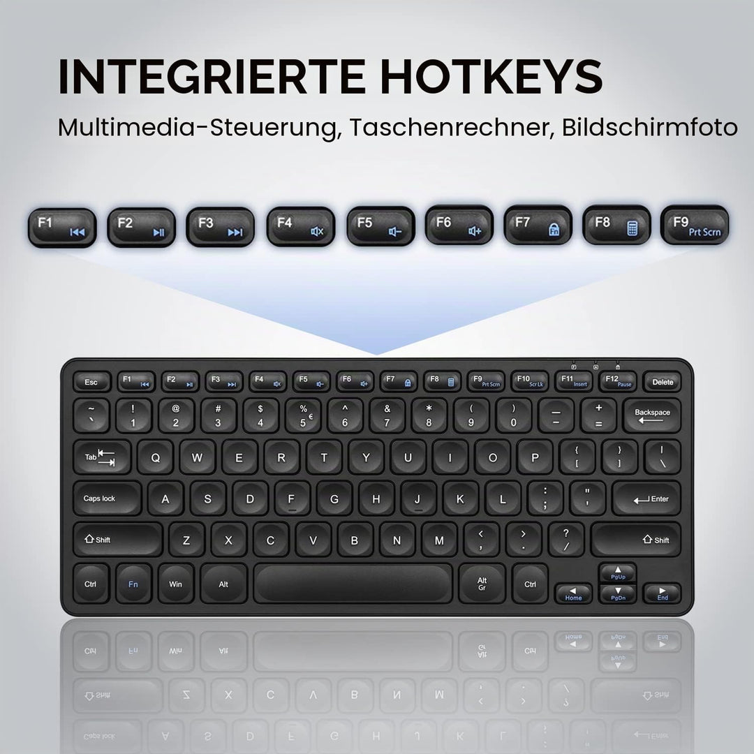 Perixx PERIBOARD-416 Wired Mini USB Keyboard with 4 Hubs - X Type Scissor Keys - Big Print Keys - De