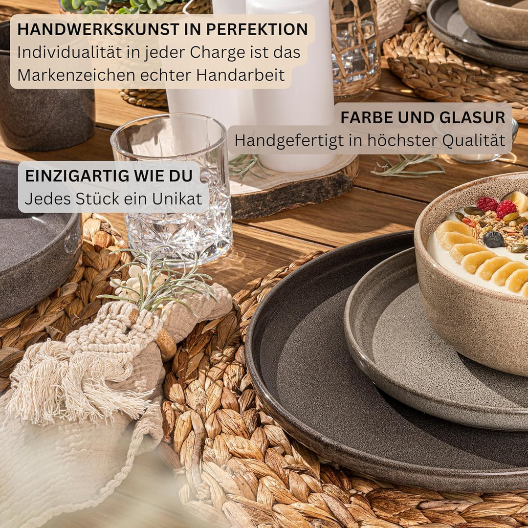 Sänger Kairo | Dessertteller 4 teilig, Steingut Frühstücksteller 4 Personen, kleine Teller spülmasch
